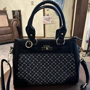 The Danbury Mint Black and White CK Tote or Crossbody Handbag